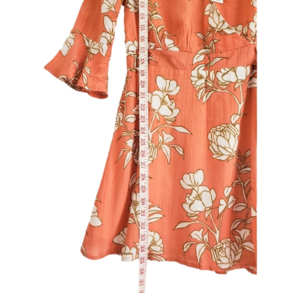 Minkpink's Lovina Wrap Style Mini Dress Coral Pink Floral Print Size M… - Picture 10 of 16